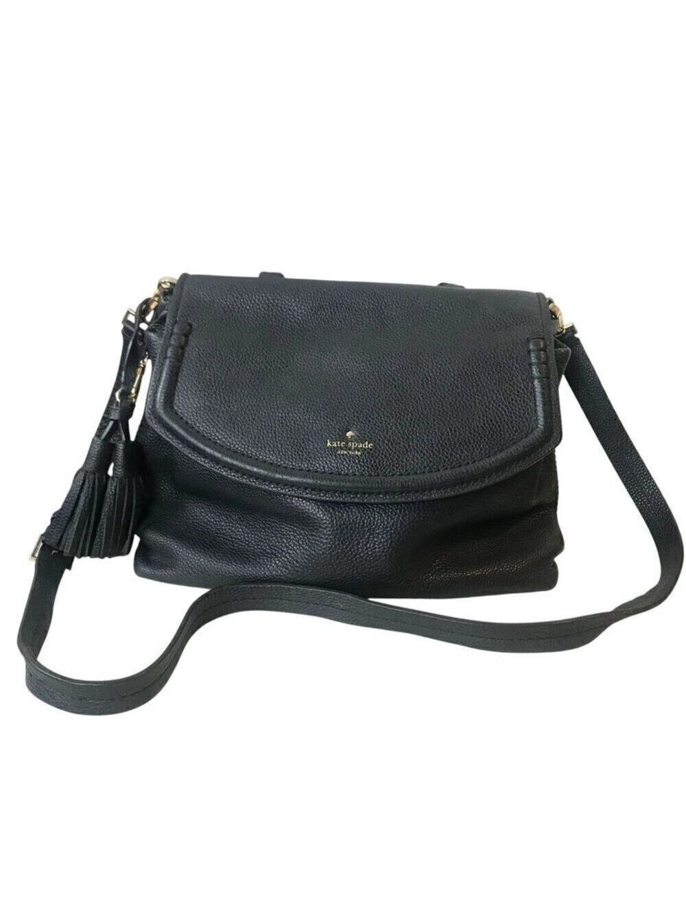 Kate Spade Black Leather Cross Body Bag With Tassels